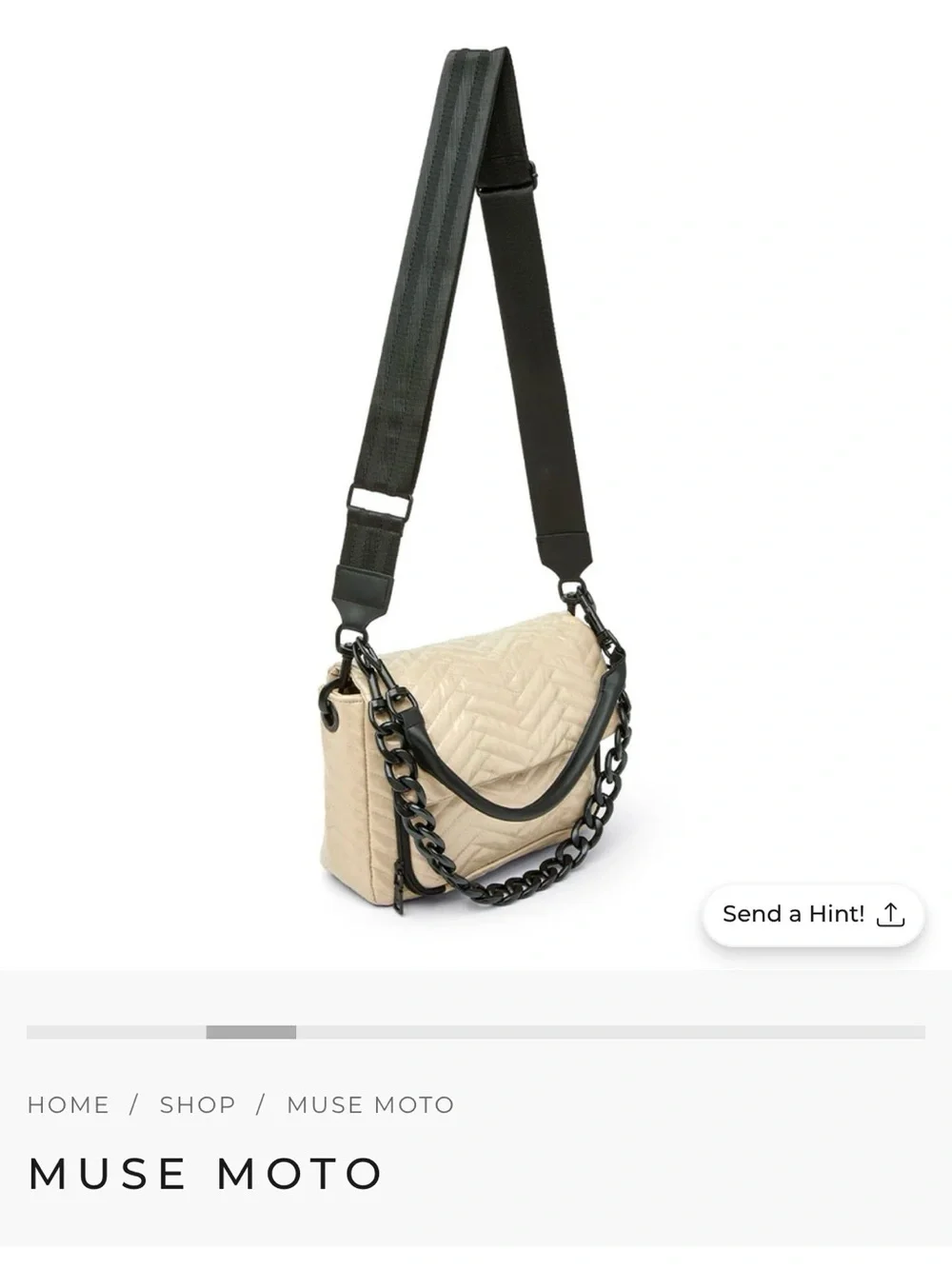 THINK ROYLN Muse Moto Quilted Crossbody Bag with Black Chain Strap